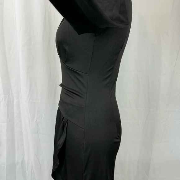 NWT Women’s Long Sleeve V-Neck Side Slit Dress Black Size M - Picture 3 of 6